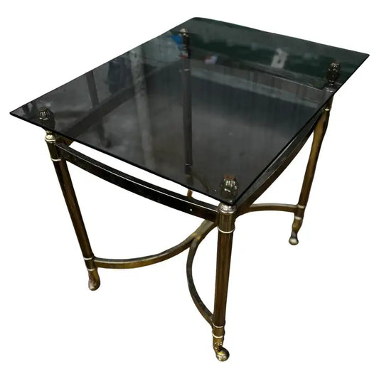 Brass and glass end table modern accent design