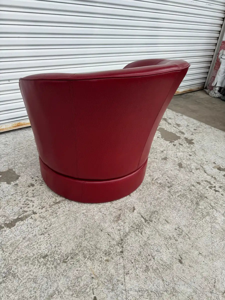 contemporary swivel accent chair with red leather finish