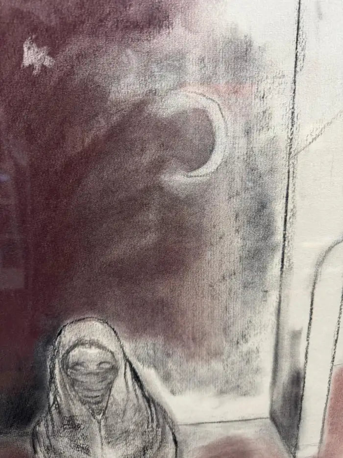 Modern wall art charcoal drawing for interiors