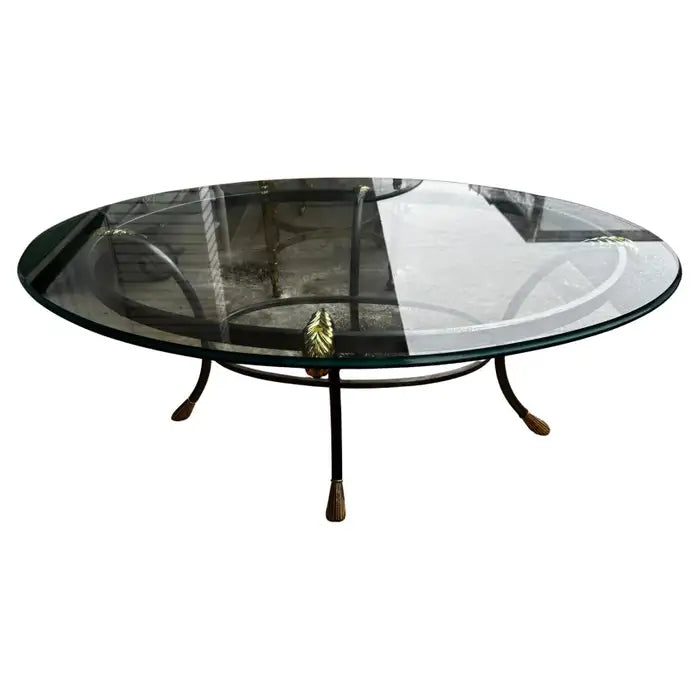 Glass top oval coffee table modern style