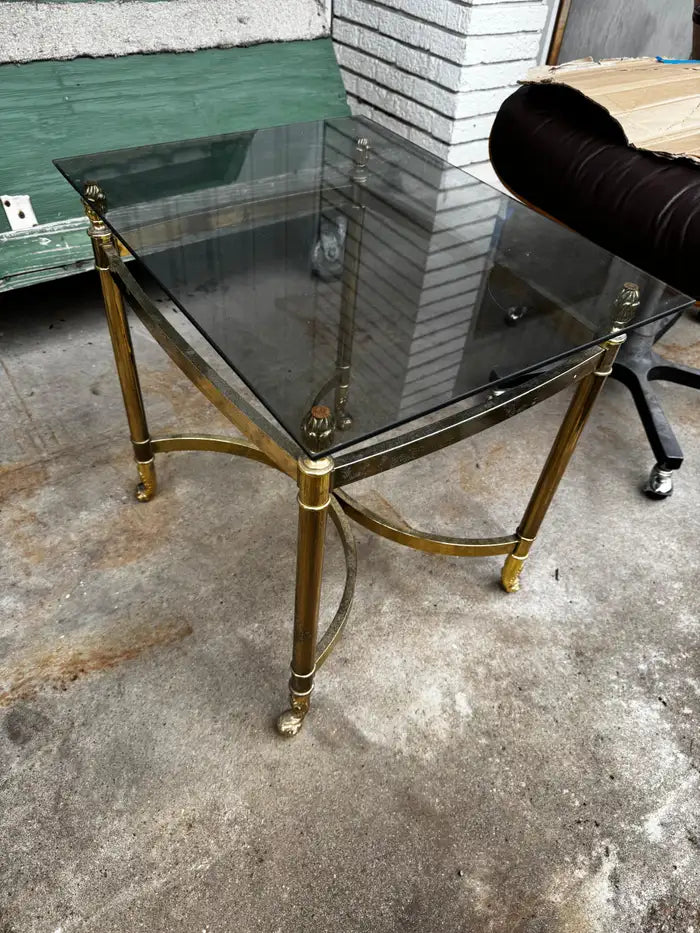 Brass metal end table contemporary interior