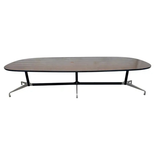 Mid century modern oval conference table for executive boardroom