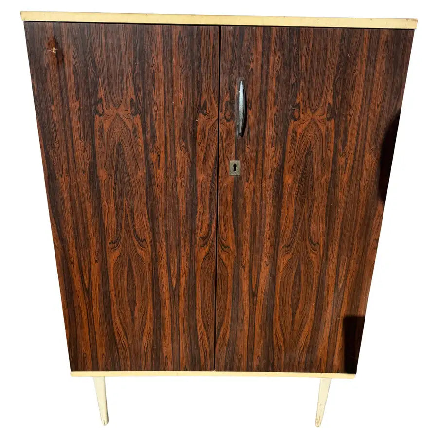 modern storage cabinet with rosewood grain finish