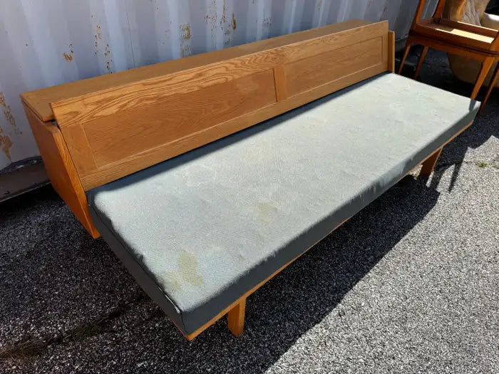 Scandinavian minimalist oak wood sofa daybed