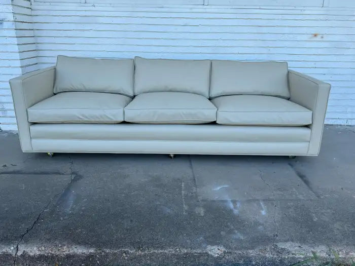 Modern upholstered tuxedo sofa with square arms