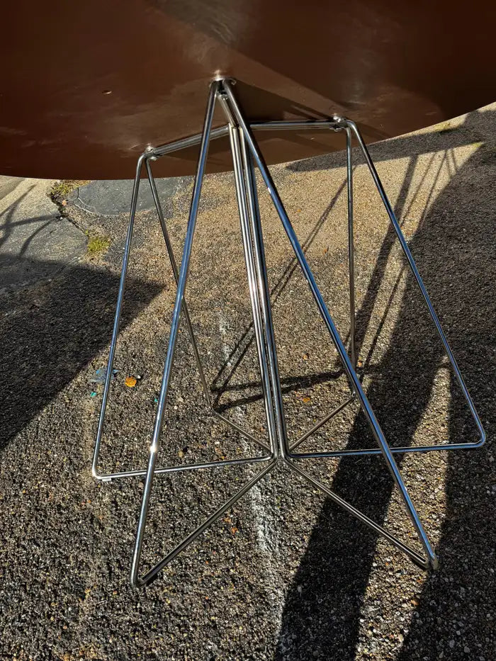 Mid century round table suitable for dining or workspace