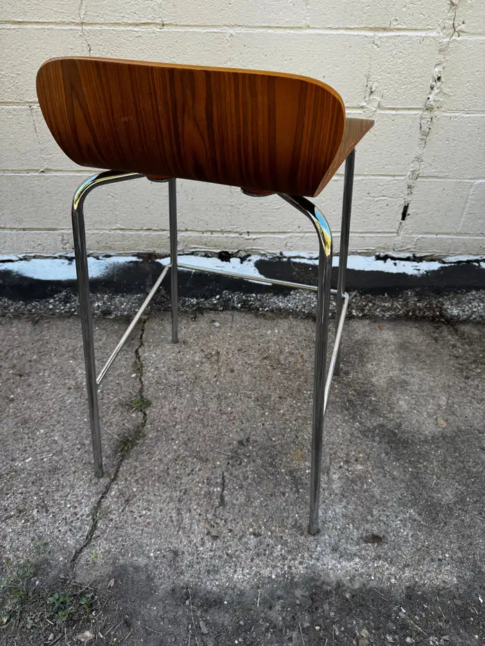 Sculpted Wood Mid Century Barstool