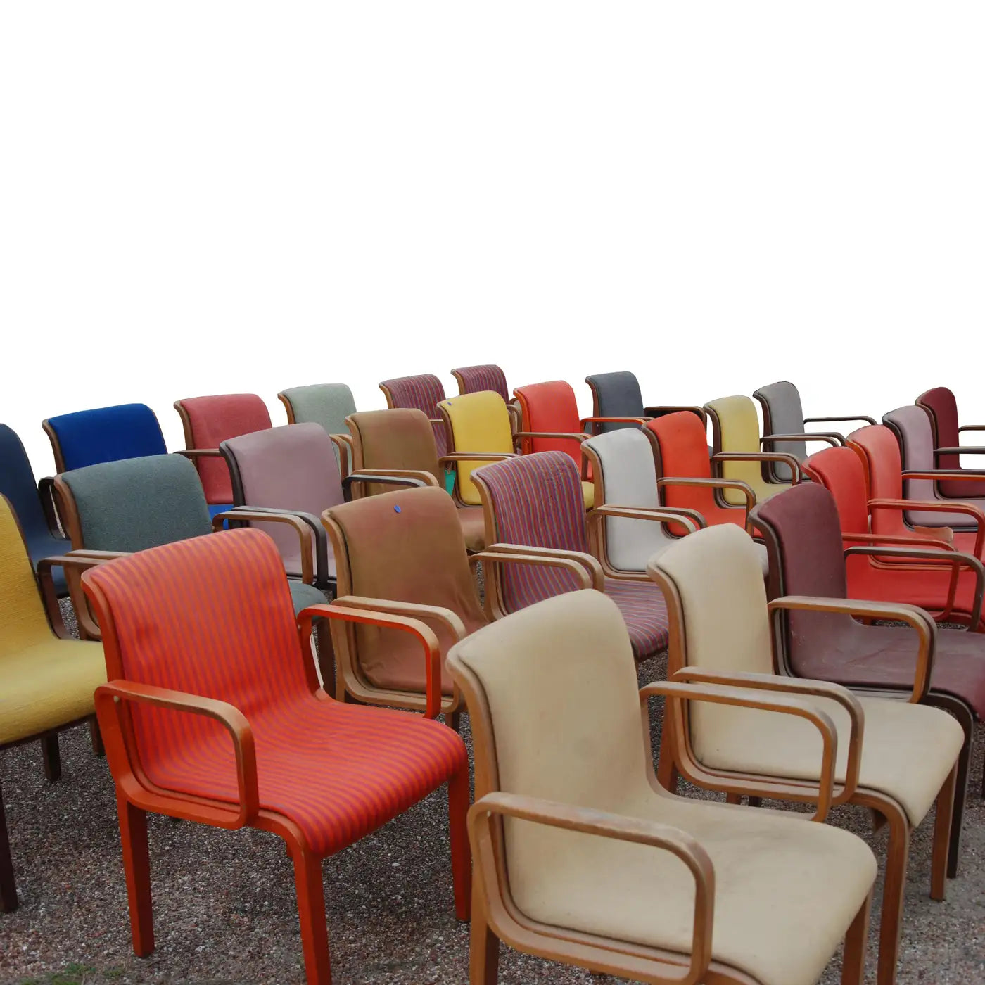 Vintage Knoll blue velvet bentwood seating