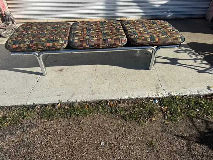 retro three seat sofa chrome frame minimalist design