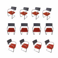 Moment Knoll arm chair red seat cantilever metal Metro Retro