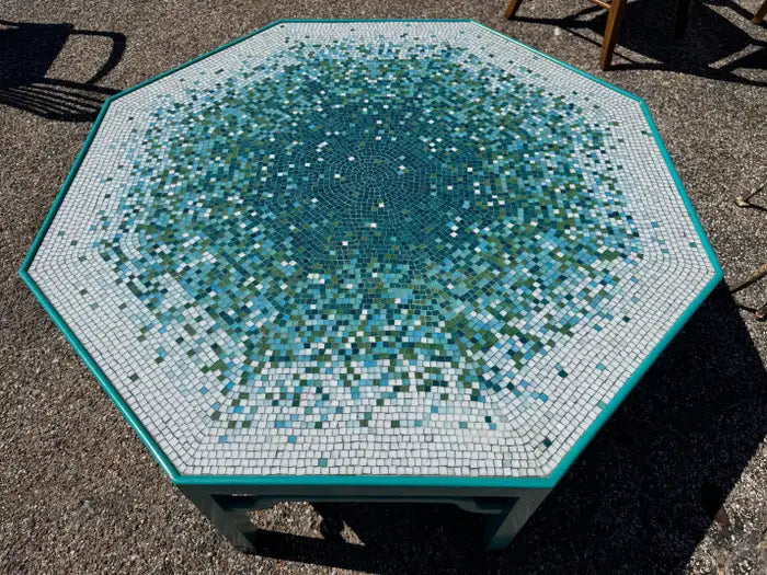 mosaic top coffee table geometric octagon shape