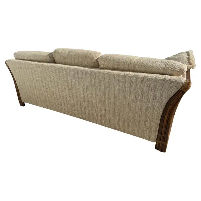 Natural bamboo framed sofa with woven rattan panels