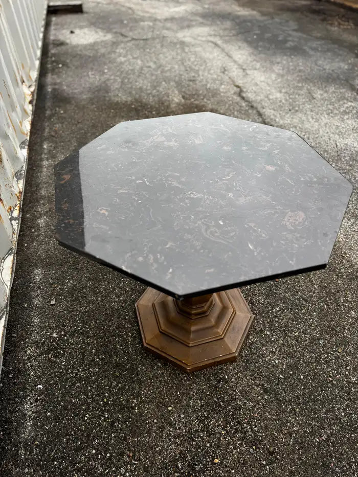 Octagonal granite top side table with solid base