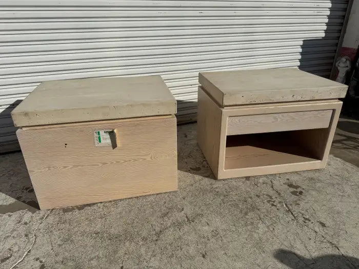 Mid century stone top nightstand