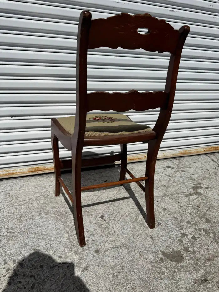 needlepoint upholstered chair mahogany wood design