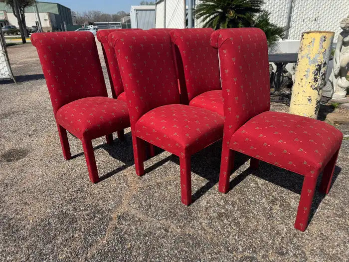 Neutral tone upholstered dining chairs set of six