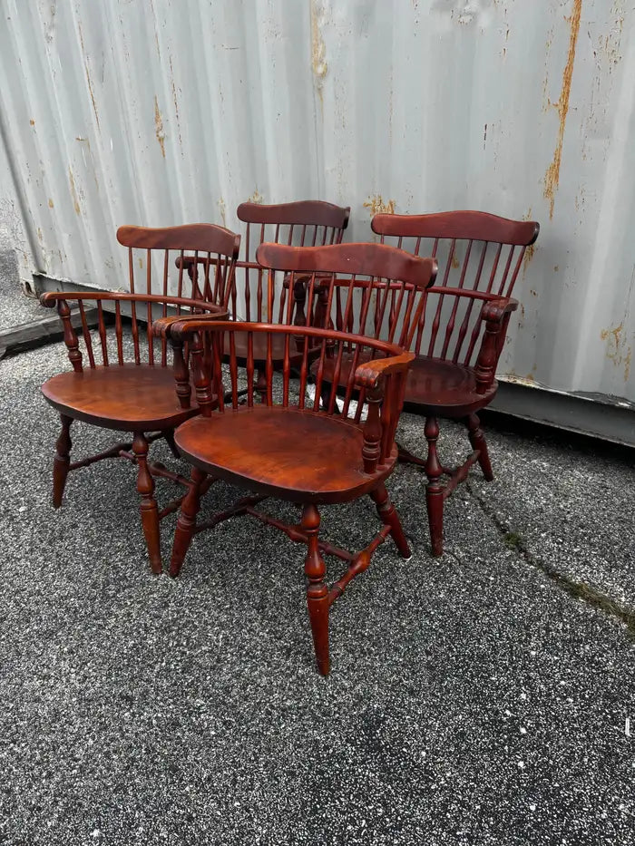 Vintage spindle back wooden dining chairs