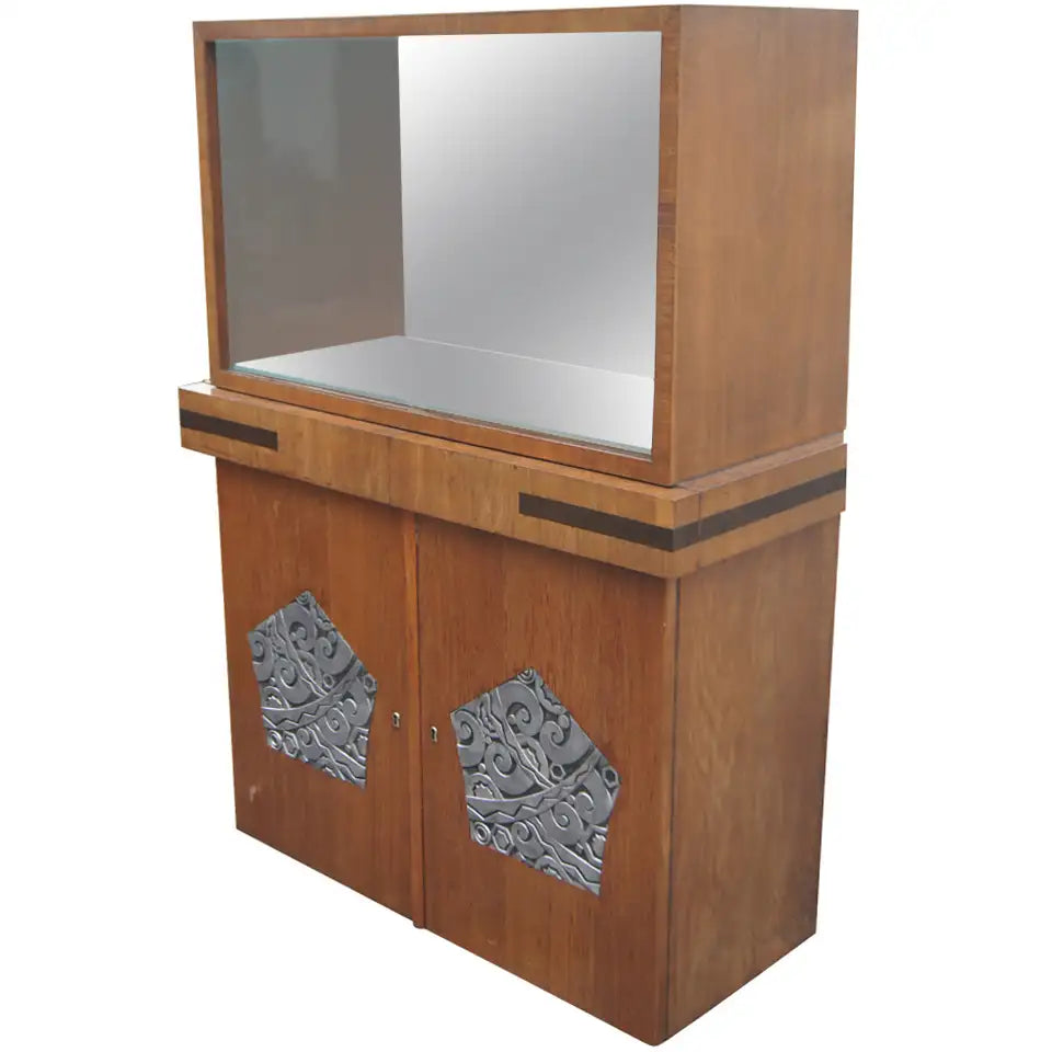 Vintage Argentinian Walnut Art Deco Vitrine China Cabinet (MR12710)