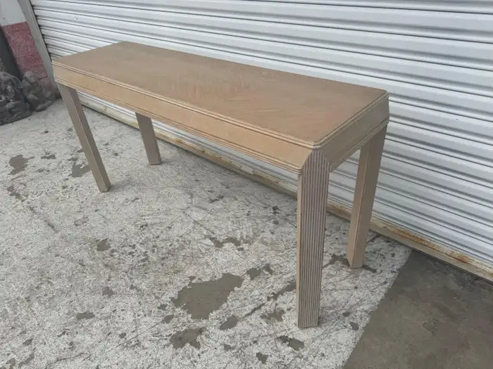 Oak console table with pencil reed legs