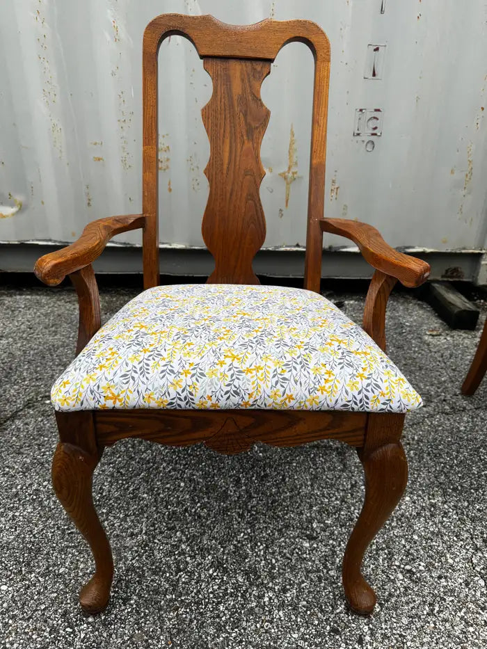 Oak dining chairs with cabriole legs