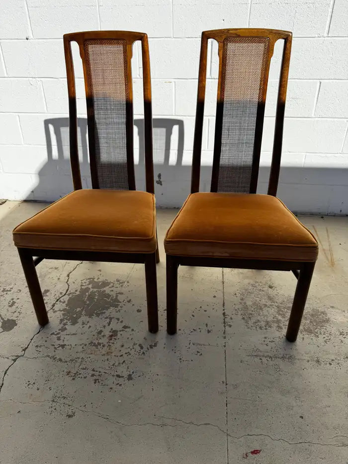 Vintage oak dining chairs with cane backs