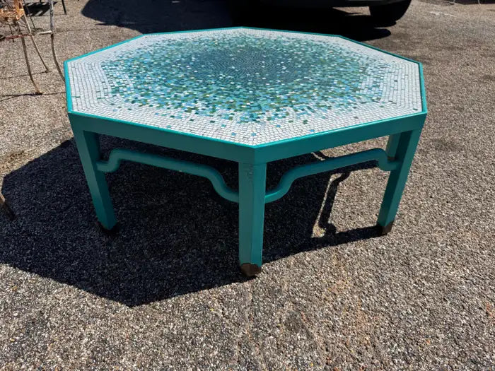 octagon wood coffee table decorative mosaic top