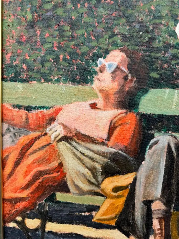 Expressive figurative artwork sun bathers New York park