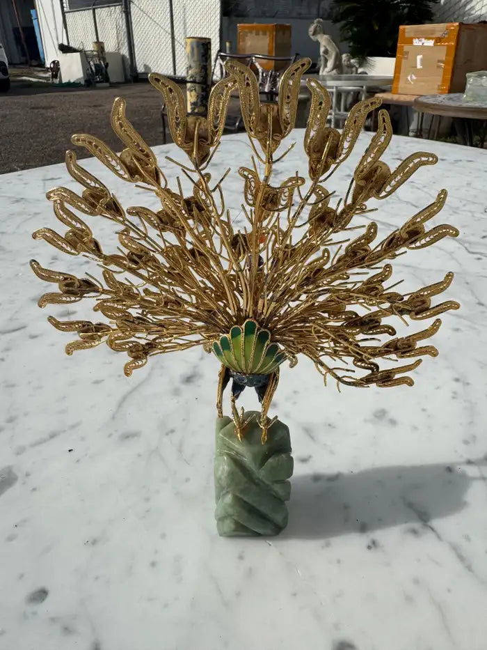 Decorative Asian peacock cloisonné art object