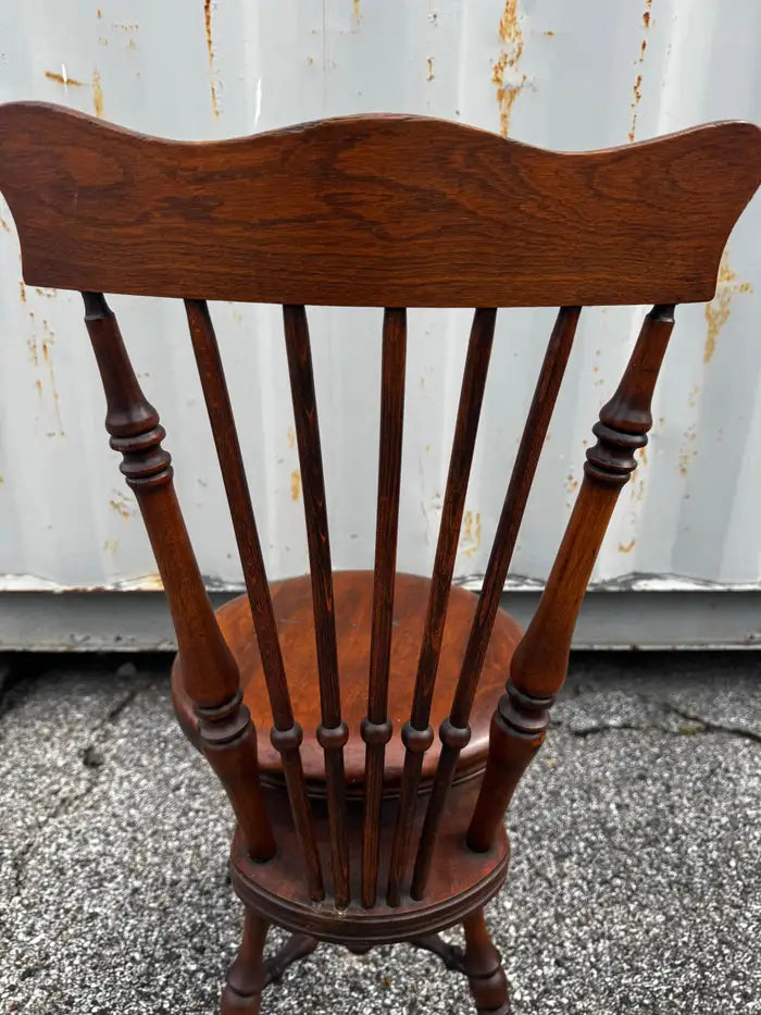 Victorian era swivel piano stool with hand carved wooden frame