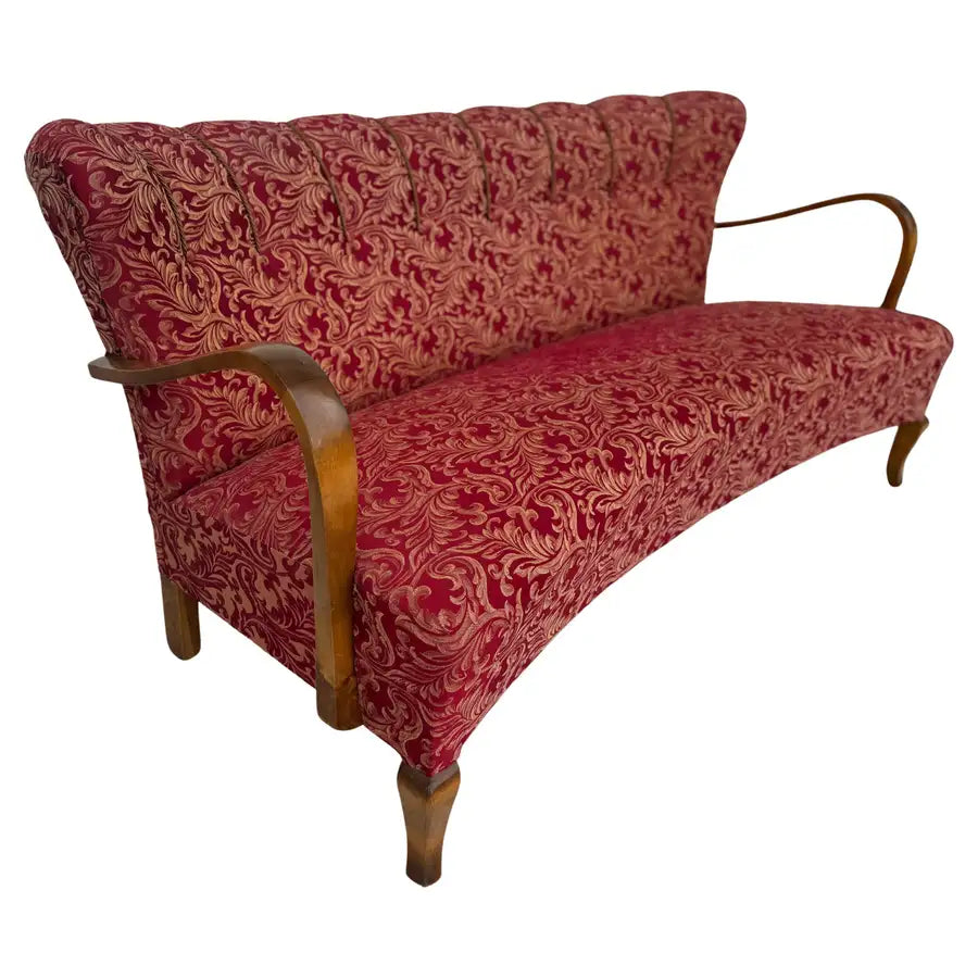 Otto Schultz bentwood sofa with curved bow front design