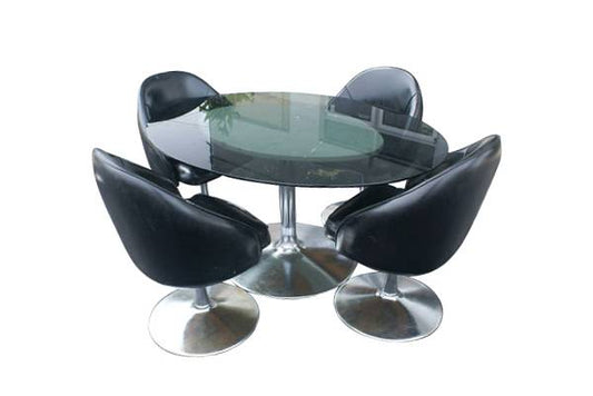 Oval glass top tulip dining set mid-century Metro Retro Furniture