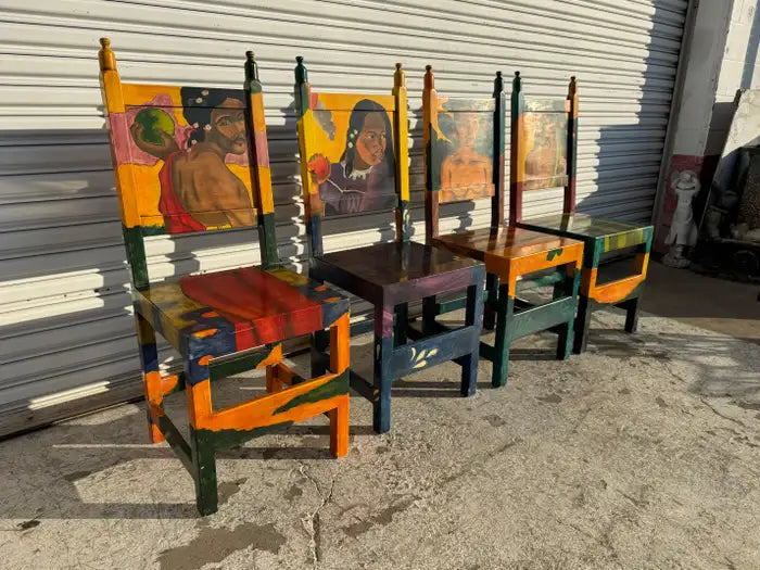 Painted chair back artwork