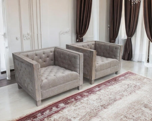 Pair of Cyan Designs Mr. Bogart heritage oak chairs
