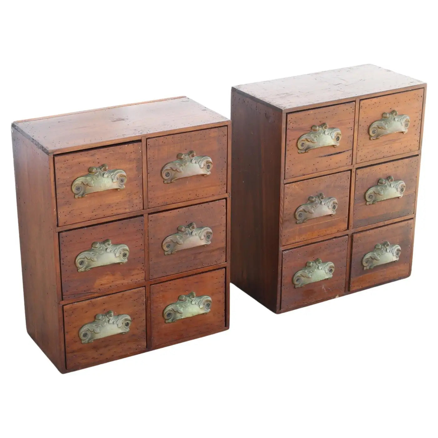 Pair of vintage apothecary chests with Kenrick pulls