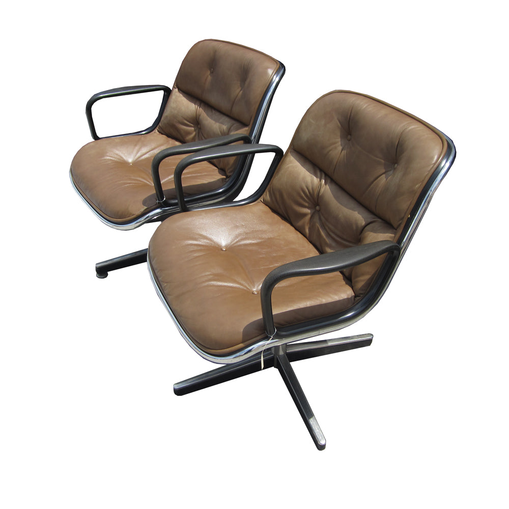 Pair of Knoll Pollock swivel arm chairs Metro Retro Furniture.