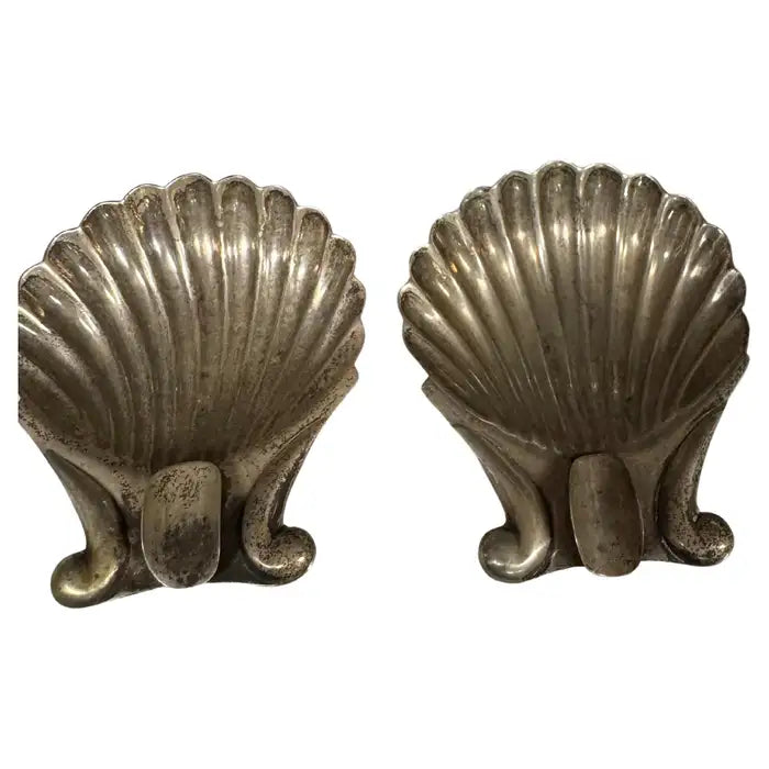 Sculptural silver seashell ashtray decorative accent
