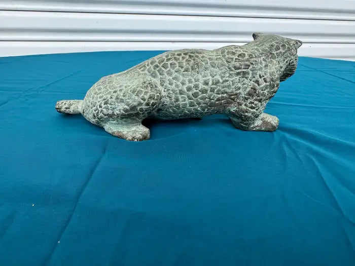 patinated bronze leopard sculpture realistic animal figure