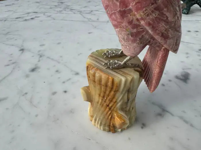 Gemstone parrot sculpture collectible art piece