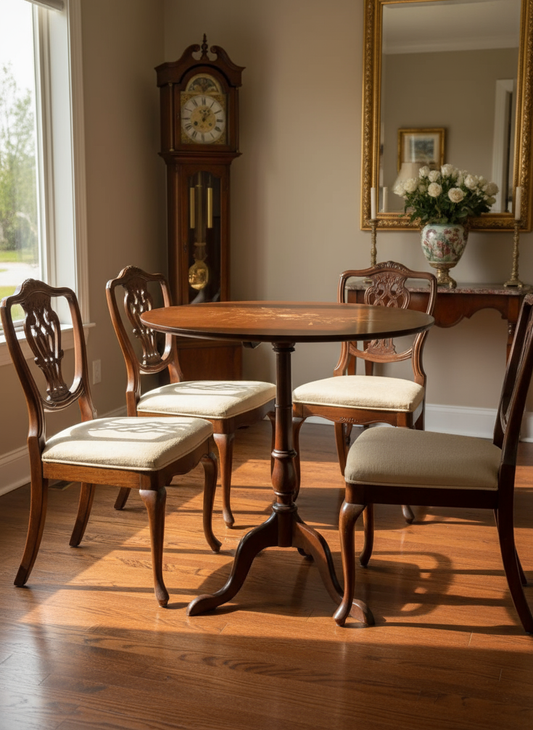 Antique Queen Anne Mahogany Table with Decorative Inlay