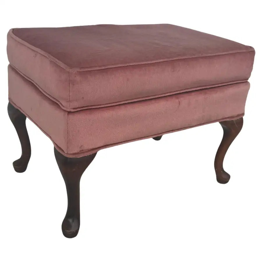Queen Anne style upholstered ottoman with pillow top cushion