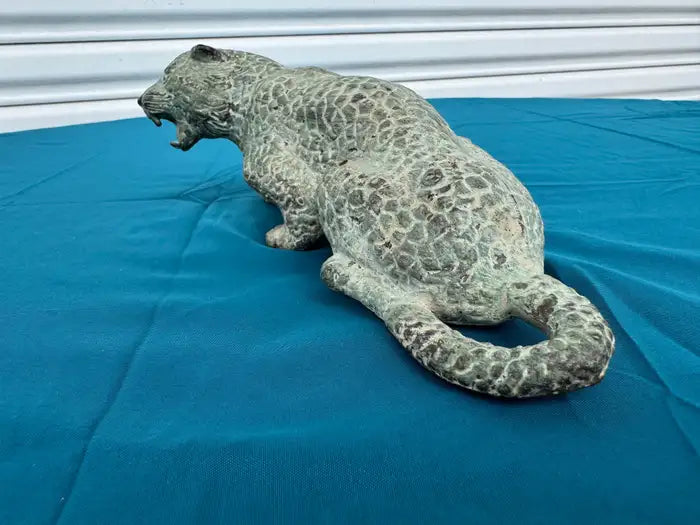 luxury bronze animal sculpture leopard with spot detailing