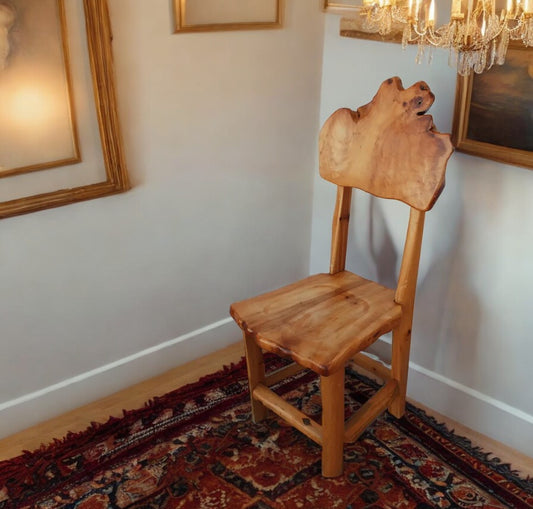 Redwood freeform wood side chair