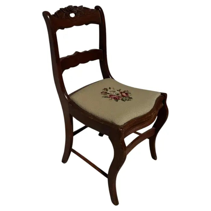 regency mahogany side chair needlepoint upholstery