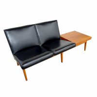 Remington Rand tandem bench black vinyl cushion Metro Retro