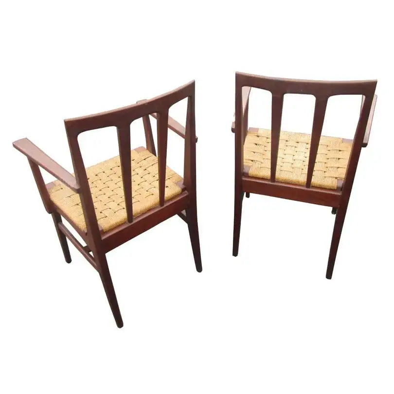 Danish modern rosewood rope seat side chair