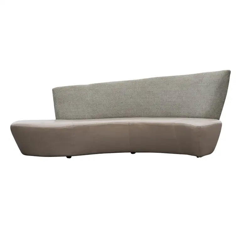 Modern sculptural sofa in neutral fabric