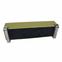Modern retro bench green vinyl chrome legs Metro Retro Furniture