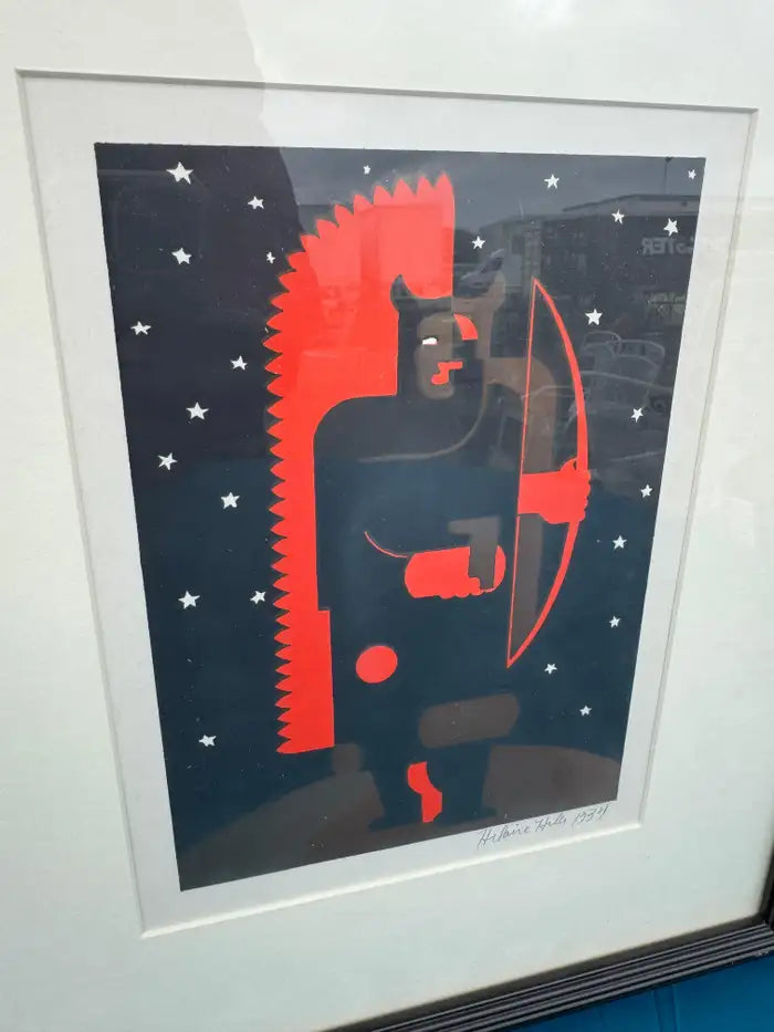 modernist silkscreen print vintage framed artwork