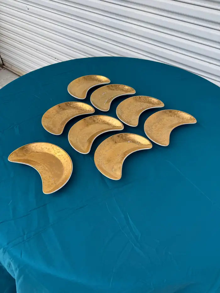 retro italian porcelain plates gold detailing collectible set