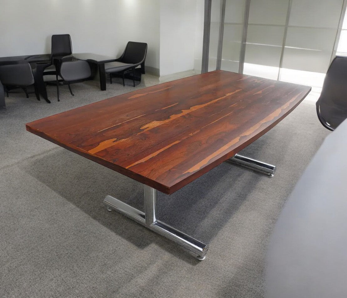 Rosewood Chrome Table Desk by Tim Bates for Pieff Furniture